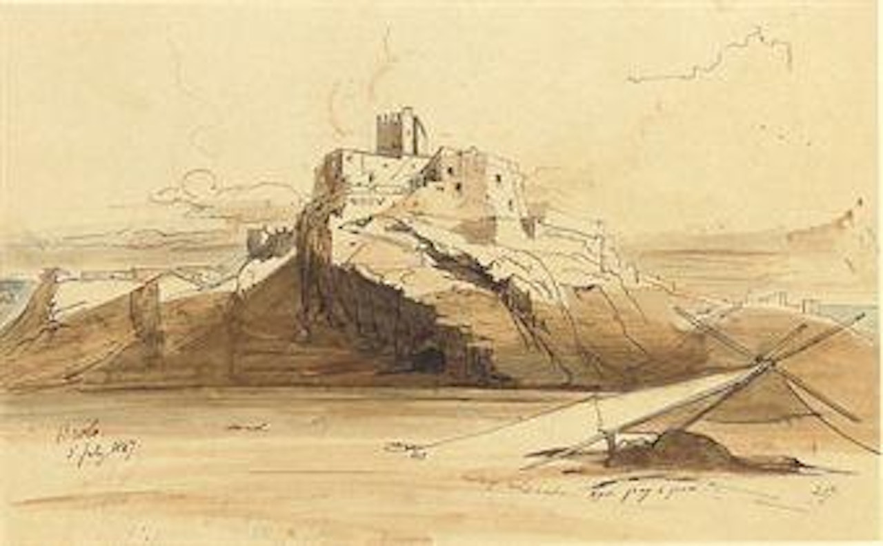 A view of Brolo, Sicily by Edward Lear