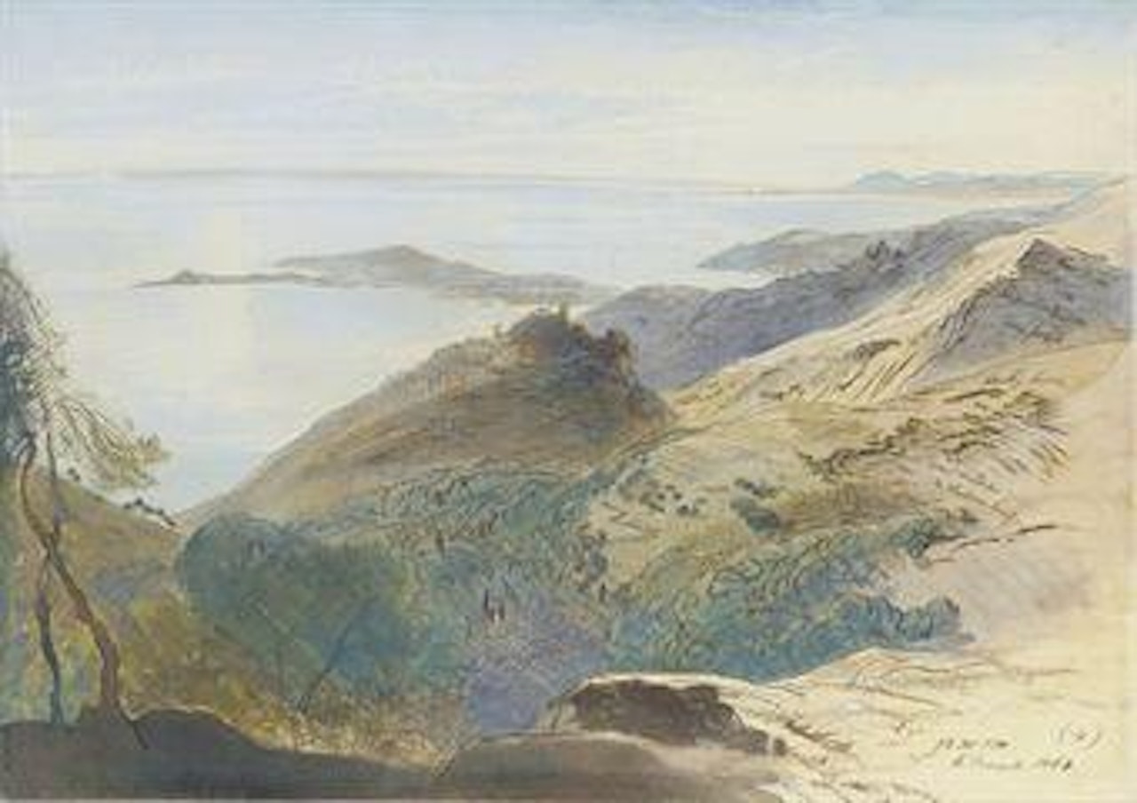 A view of Eze, Côte d'Azur, France by Edward Lear