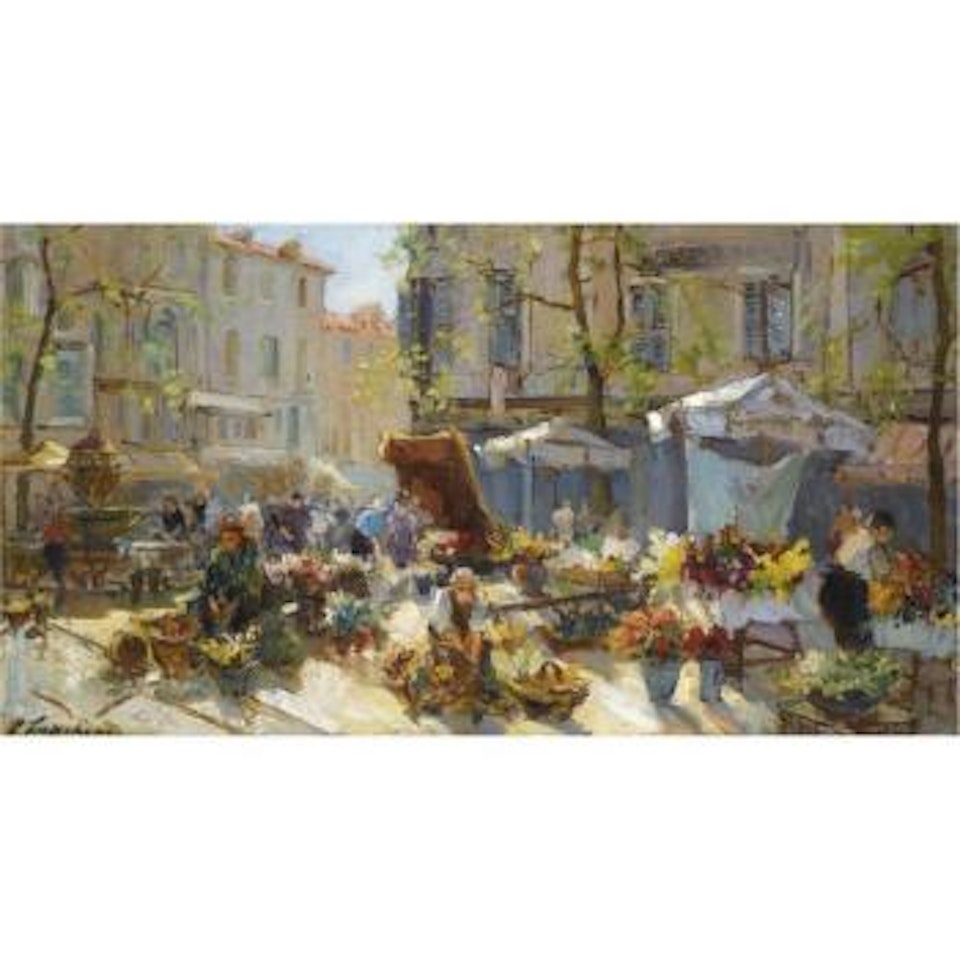 The Flower Market In Aix-en-provence by Georgij Aleksandrovic Lapschin