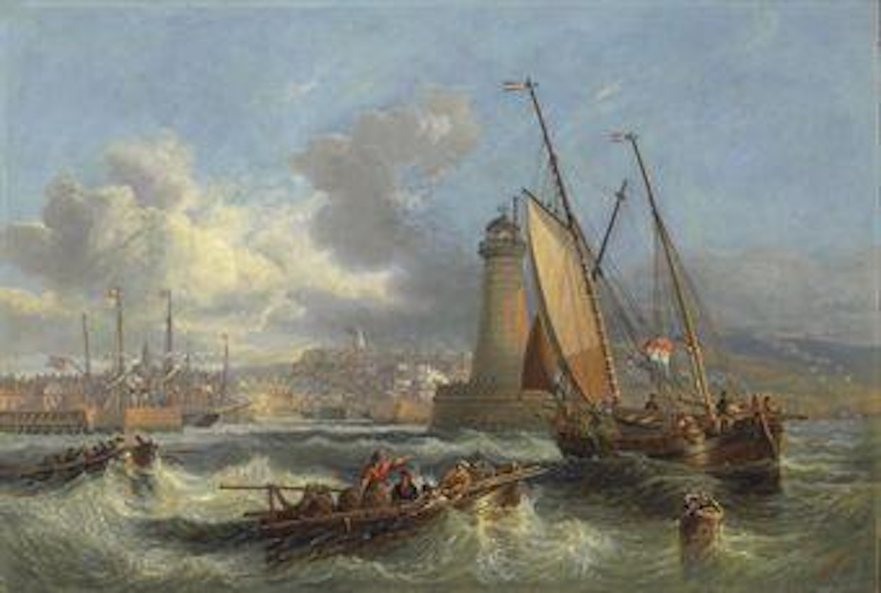 Shipping off Holyhead Harbor, Anglesey by John Wilson Carmichael