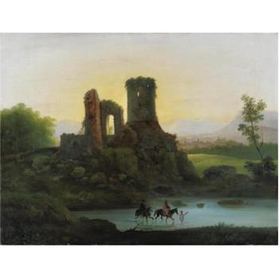 Paesaggio Fluviale Con Rovine E Figure by Giuseppe Bernardino Bison