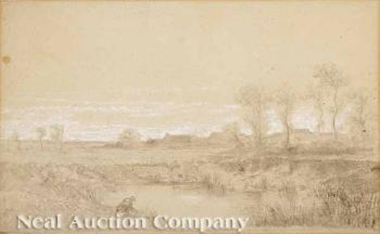 Washerwoman beside a village pond, in the Berry Region, France by Théodore Rousseau