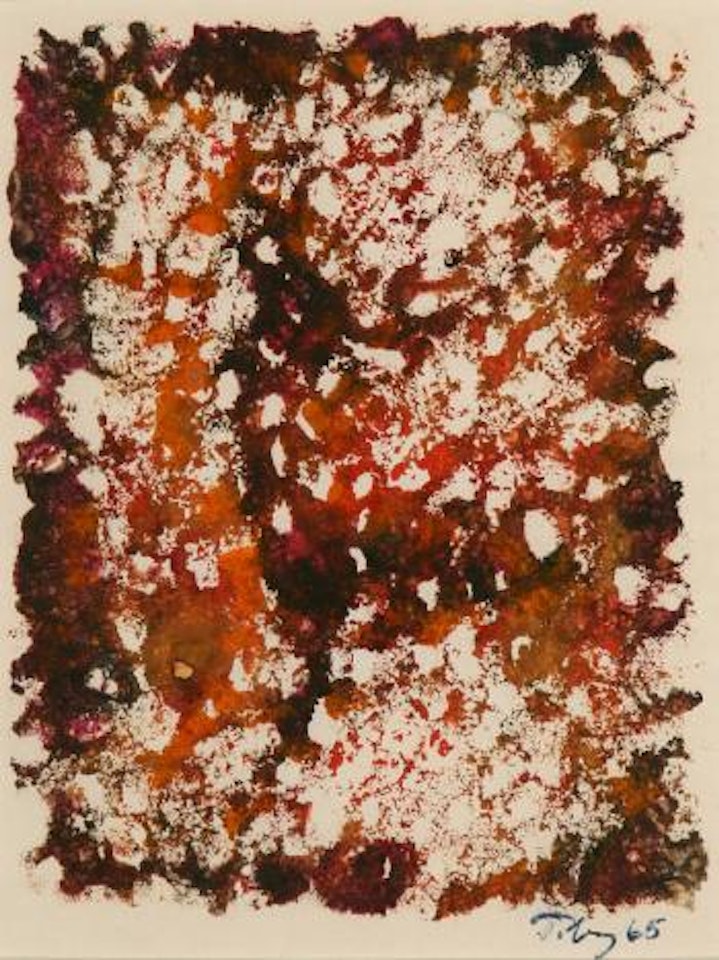 Untitled abstraction in orange and red by Mark Tobey