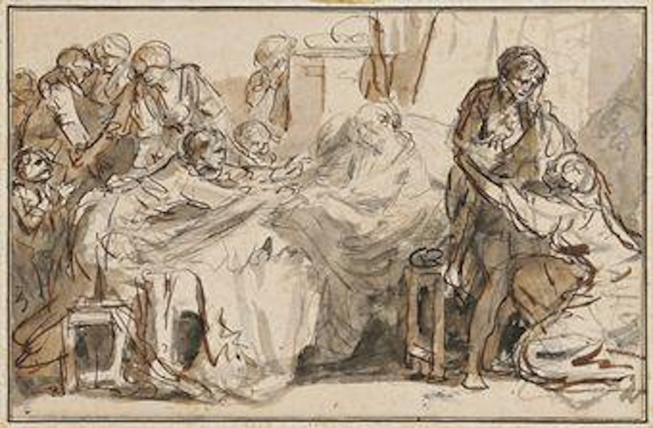 The death of a patriarch mourned by his family by Jean-Baptiste Greuze