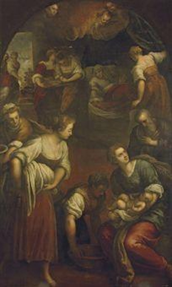 The Nativity of the Virgin, in a feigned arch by Jacopo Palma il Giovane