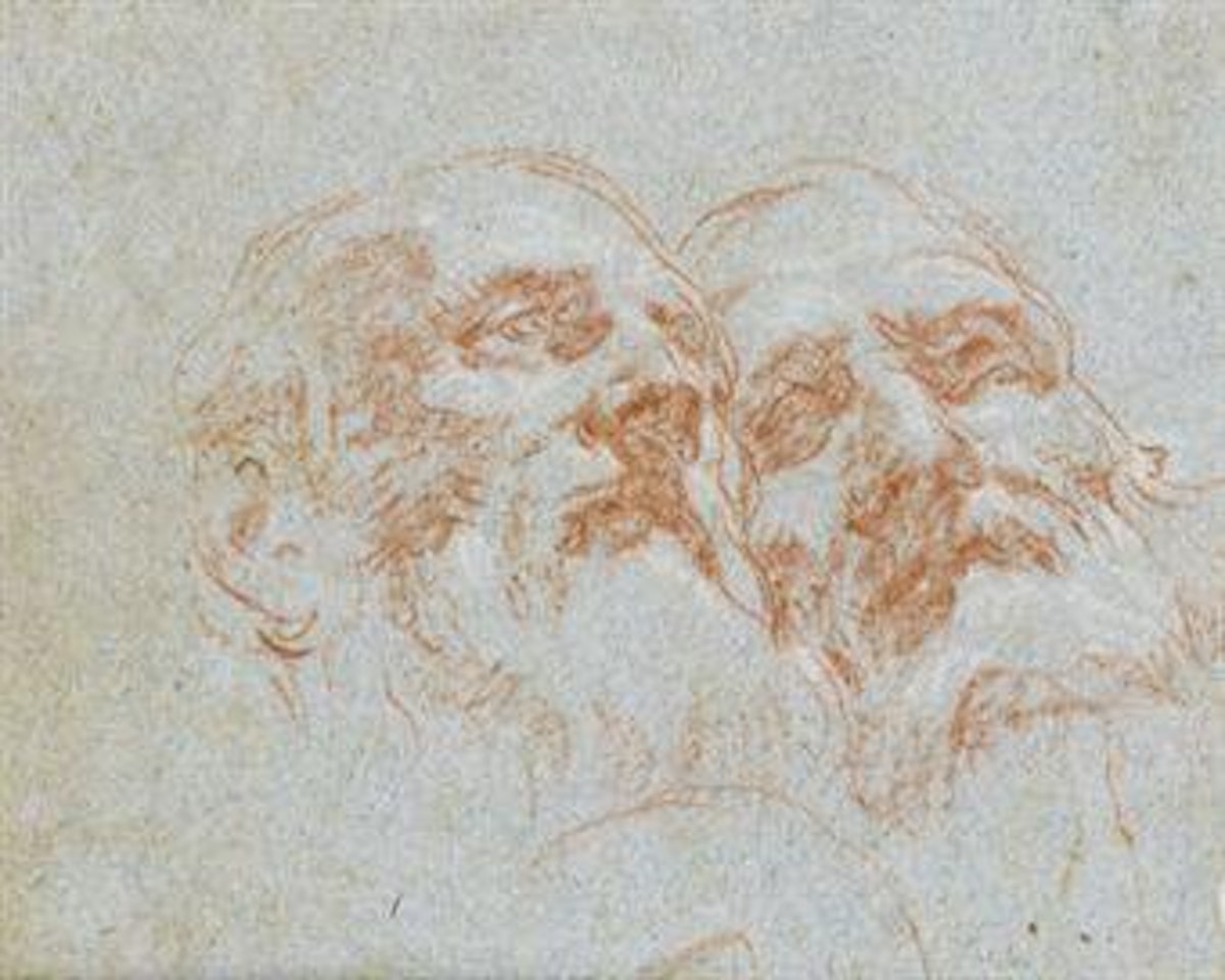 Two heads of bearded men by Giovanni Battista Tiepolo
