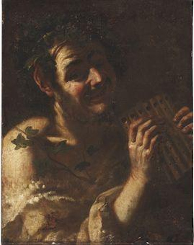 A faun playing the panpipes by Neapolitan School