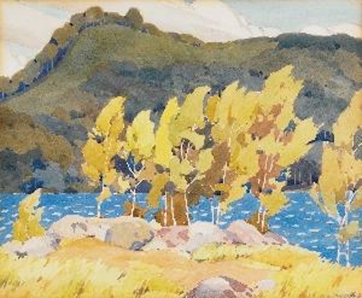 Trees by a lake by Alfred Joseph Casson