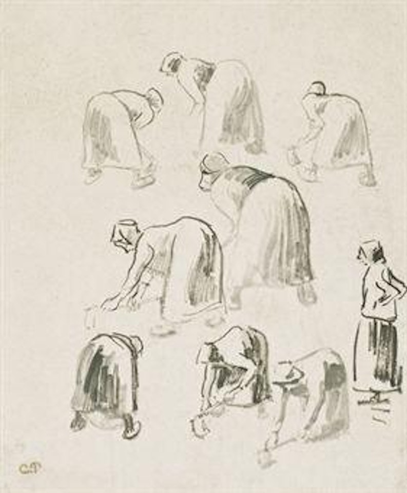 Paysanne bêchant (Etude pour "La Moisson") by Camille Pissarro