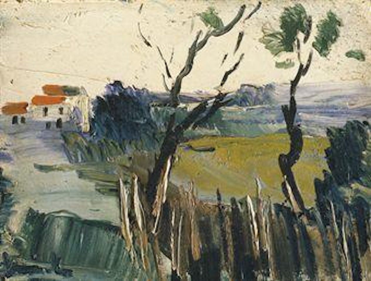 Paysage, maisons aux toits rouges by Maurice de Vlaminck