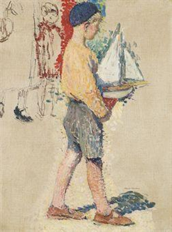 Jeune garçon avec un bateau by Henri Jean Guillaume Martin