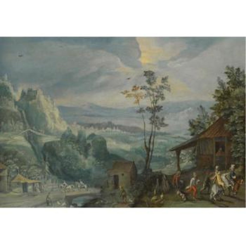 An Extensive Landscape With Villagers In The Foreground by Anton Mirou