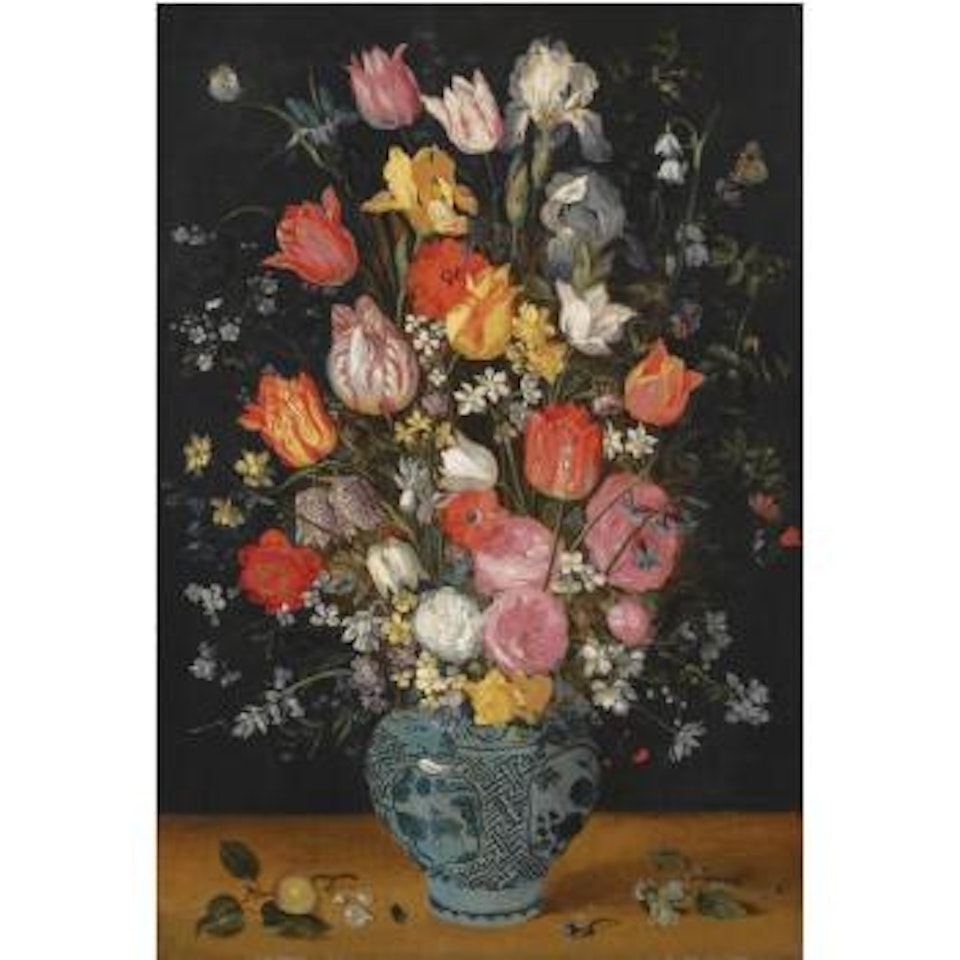 Still Life With Tulips, Roses, Lilies, Irises, Poppies, Hyacinths And Other Flowers In A Blue And White Delft Porcelain Vase by Jan Brueghel the Younger