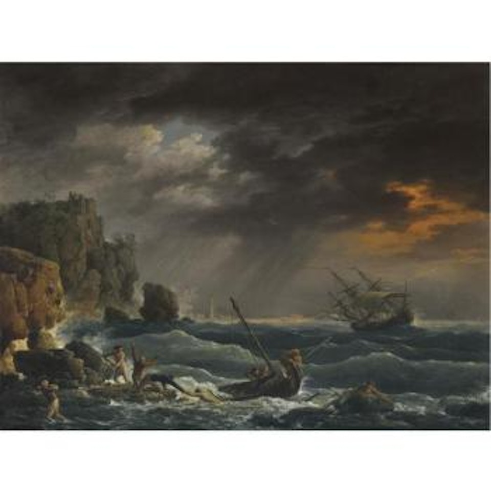 A Mediterranean Coastal Scene With A Shipwreck by Claude Joseph Vernet