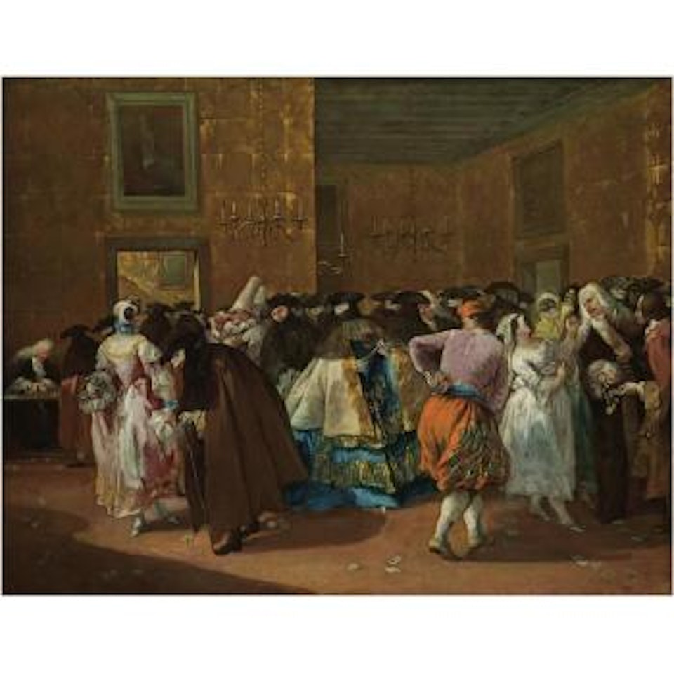 Venice, The Ridotto At Palazzo Dandolo, With Masked Figures Dancing And Conversing by Francesco Guardi