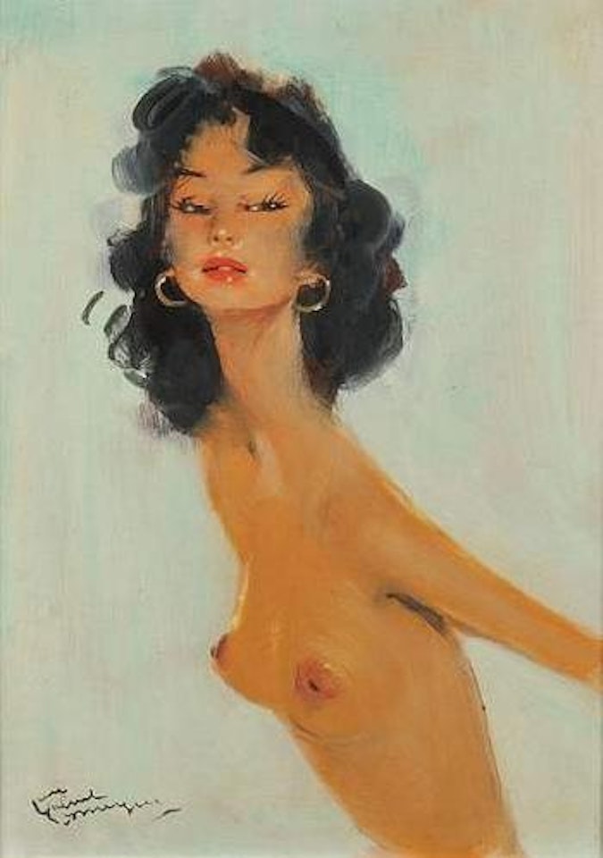 Buste de jeune femme aux créoles by Jean Gabriel Domergue