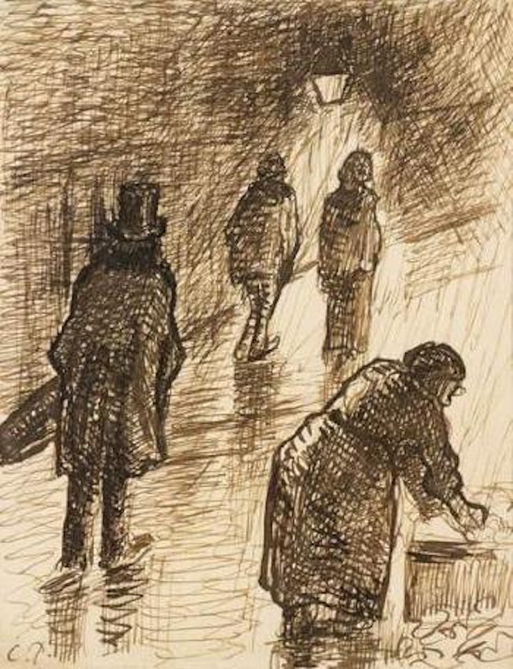 Le marchand de marrons by Camille Pissarro