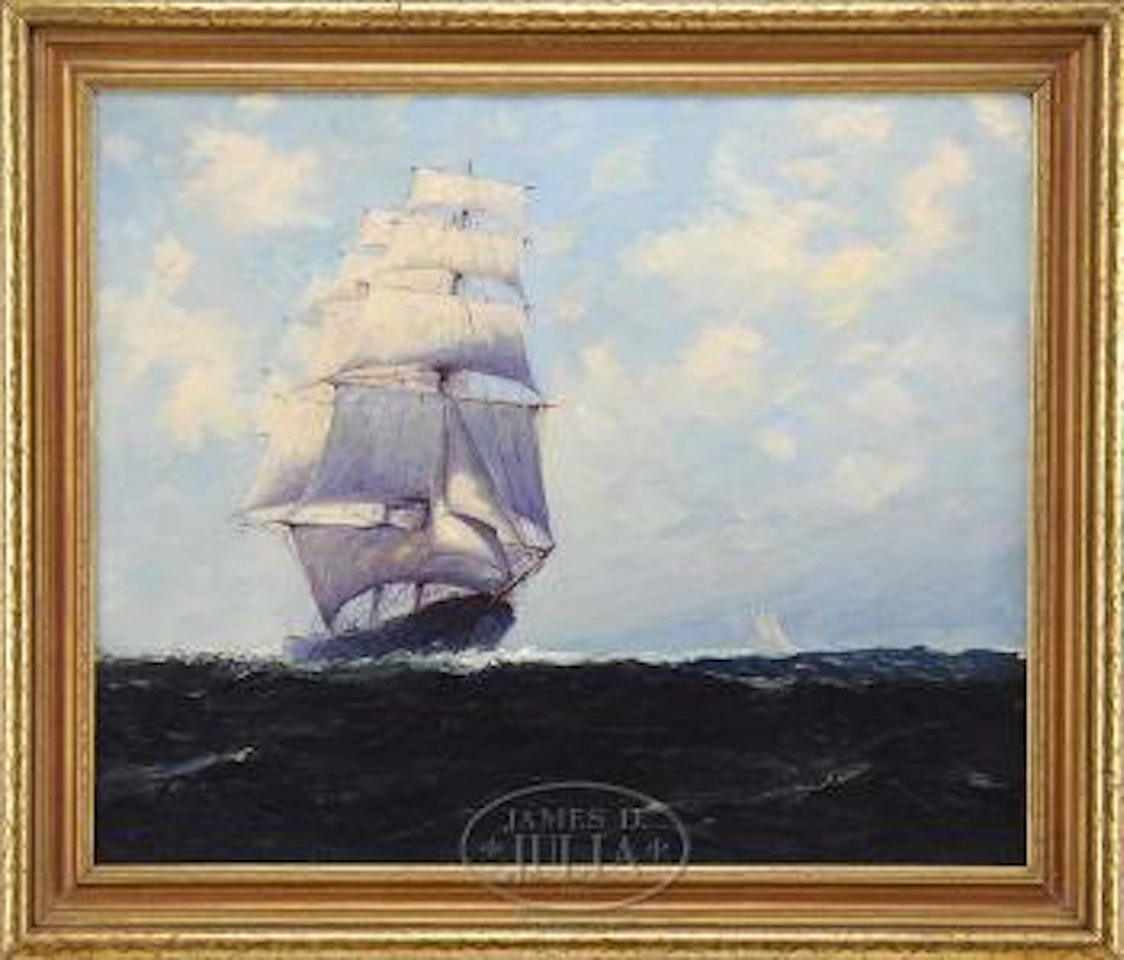 The oncoming tall ship by Gordon Grant