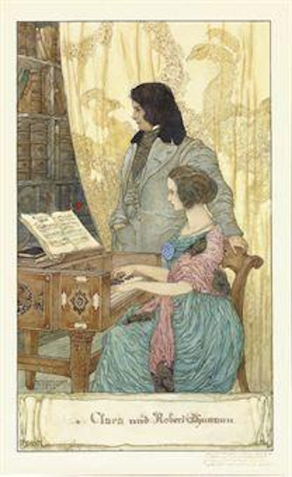 Clara and Robert Schumann at the Piano by Gustave Adolf Mossa