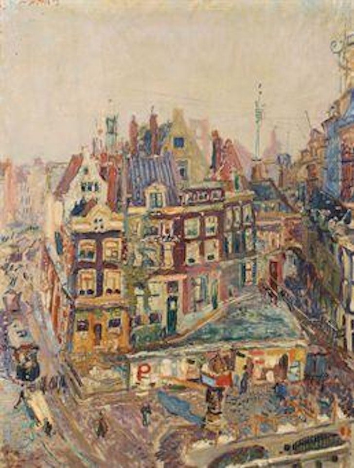 The Oude Beurspoortje and surrounding houses at Rokin, Amsterdam. by Jan Sluyters