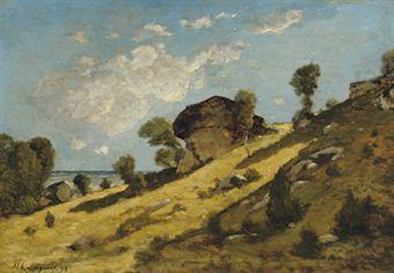 A rocky coast by Henri Harpignies