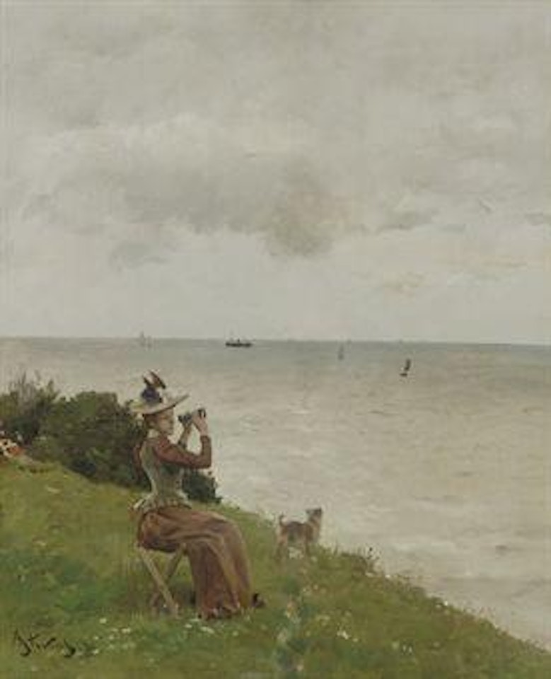 Honfleur: awaiting the return by Alfred Stevens