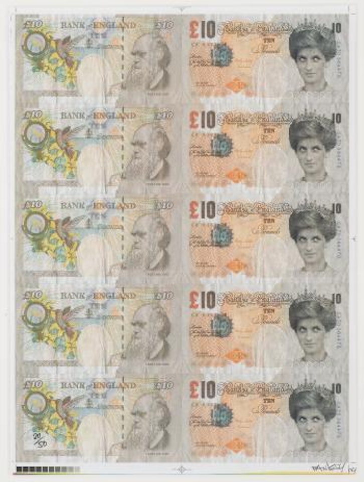 Di faced tenners by Banksy