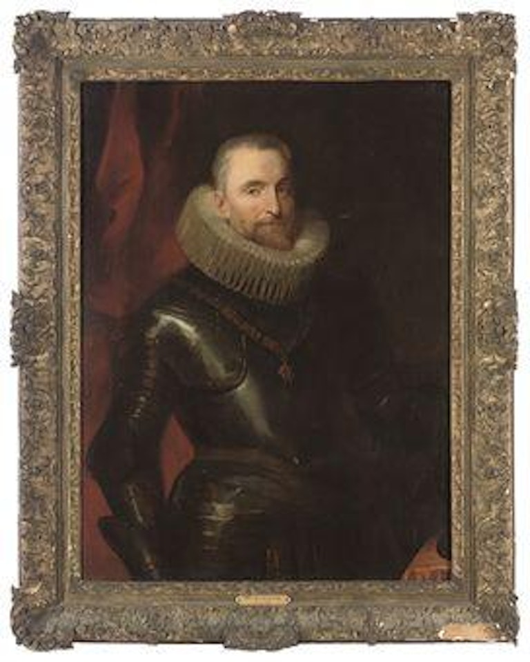 Portrait of Don Ambrogio Spinola, Marqués de los Balbases (1569-1630), three-quarter-length, in armour, with the Order of the Golden Fleece, before a red curtain by Anthony van Dyck