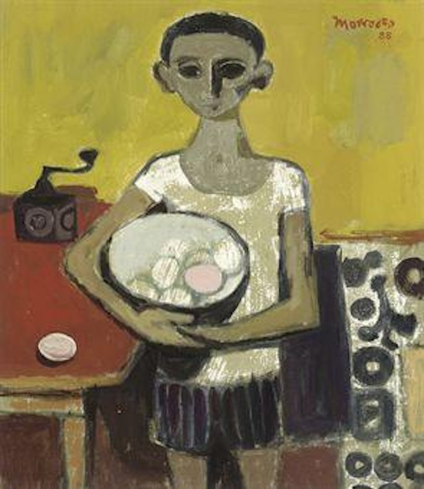 Boy with a Bowl of Eggs by Alberto Morrocco