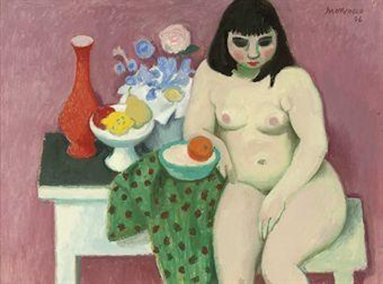 Little Nude with Fruits by Alberto Morrocco