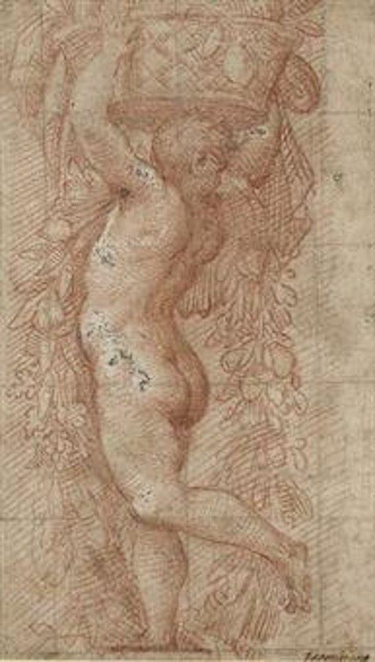 A putto carrying a basket of fruit by Giulio Campi
