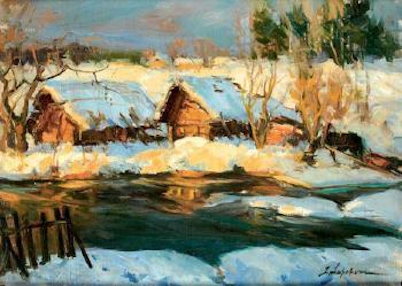Coucher de soleil sur la neige by Georgij Aleksandrovic Lapschin