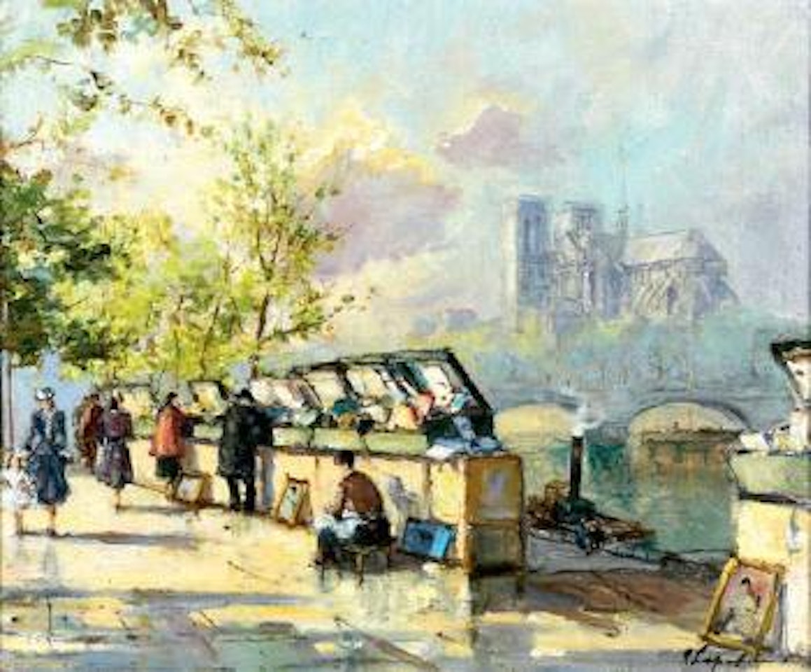 Les bouqunistes, Quai de la Tournelle by Georgij Aleksandrovic Lapschin