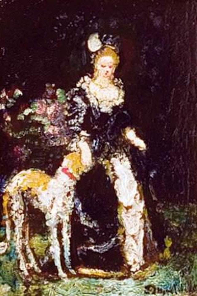 Jeune femme au levrier by Adolphe Monticelli
