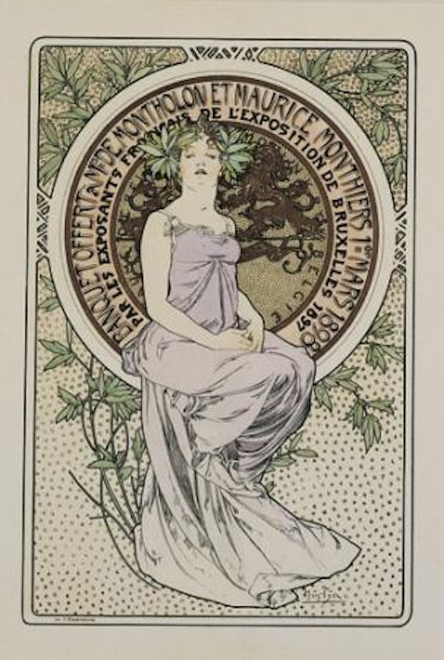 Banquet/1er Mars by Alphonse Mucha