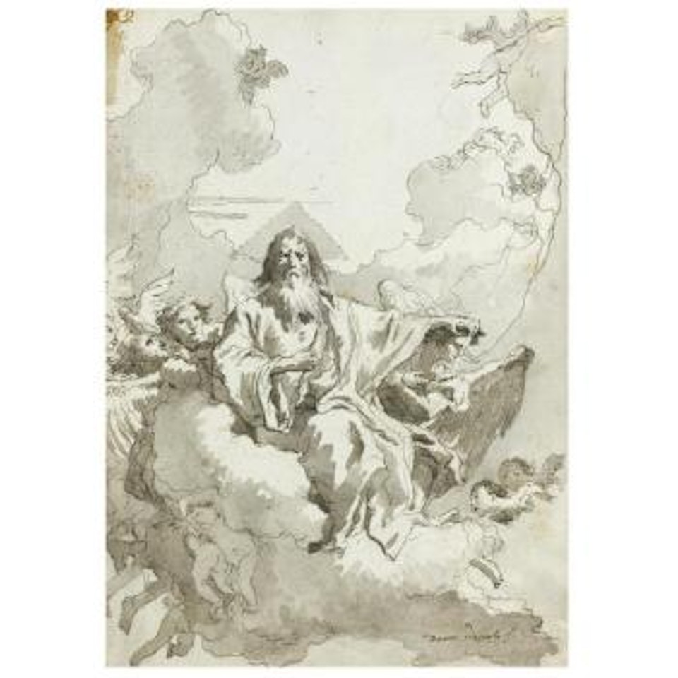 God The Father Seated In The Clouds With Angels And Putti by Giovanni Domenico Tiepolo