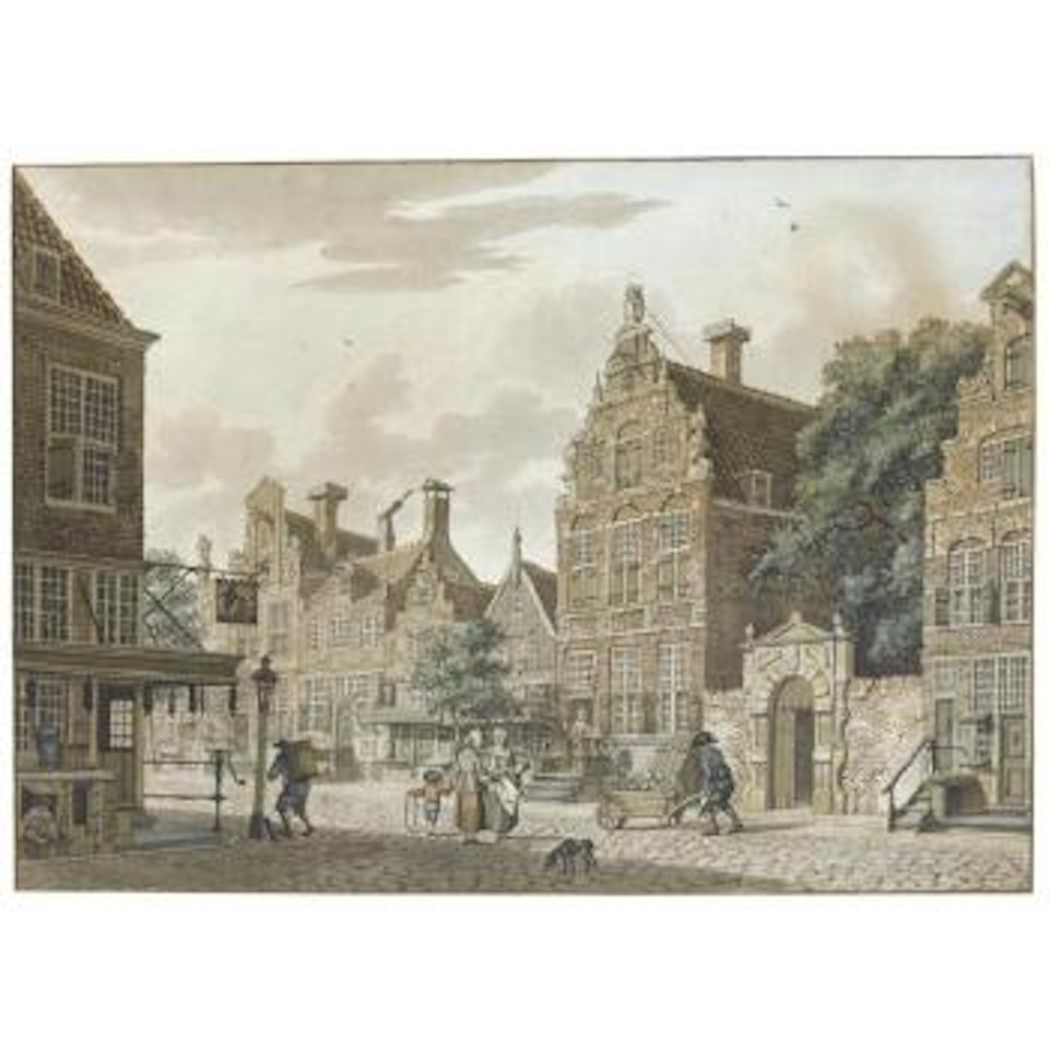 View Of A Street Corner With Women Chatting by Isaak Ouwater