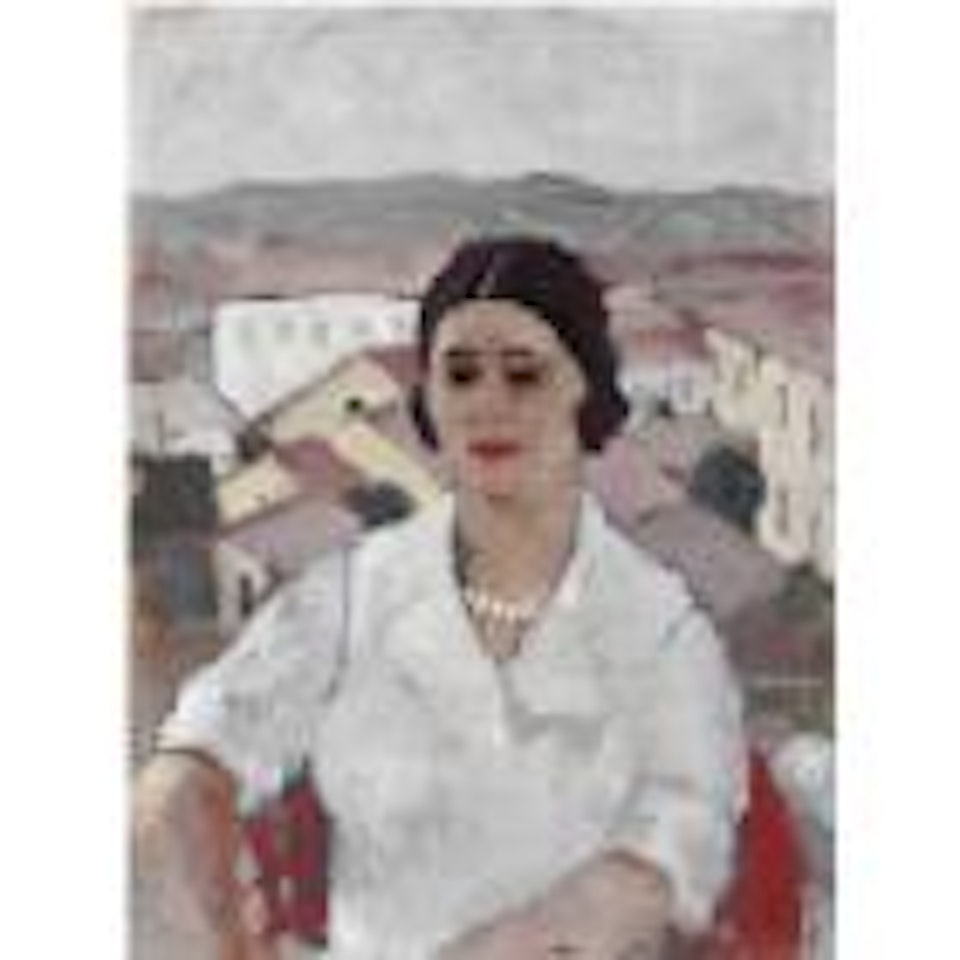Ritratto Di Raja Con Paesaggio by Felice Casorati