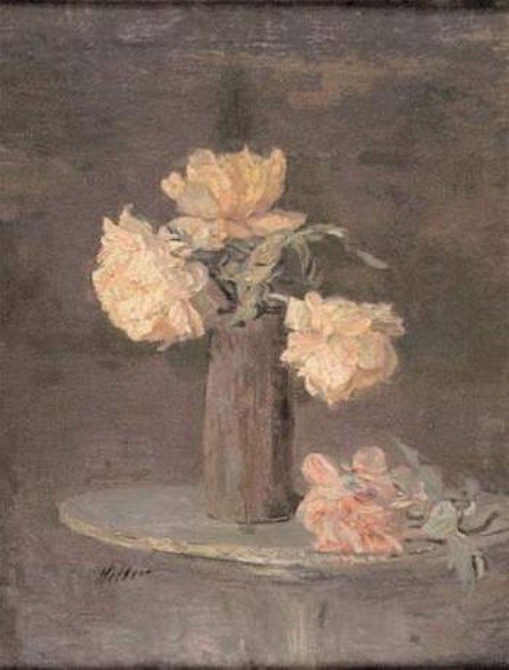 Vase de pivoines sur un gueridon by Paul César Helleu