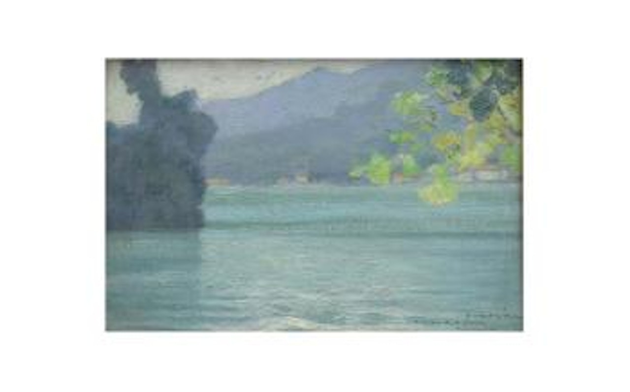 Reflets sur le lac d'Annecy, matin d'automne by Victor Charreton