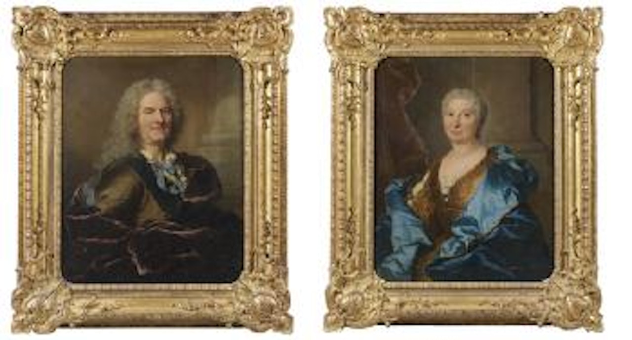 Portrait d'Antoine Rousseau. Portrait de son epouse by Hyacinthe Rigaud
