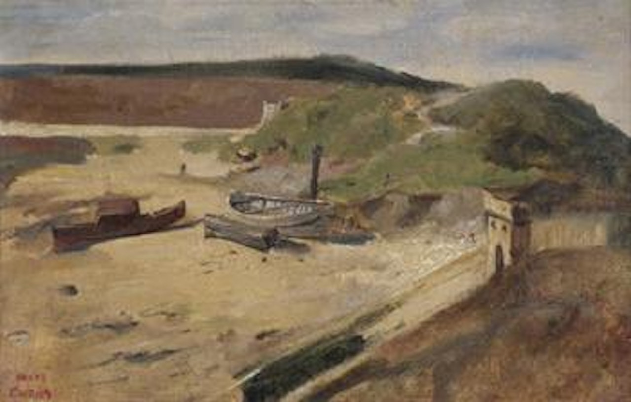 Barque sur la plage by Jean Baptiste Camille Corot