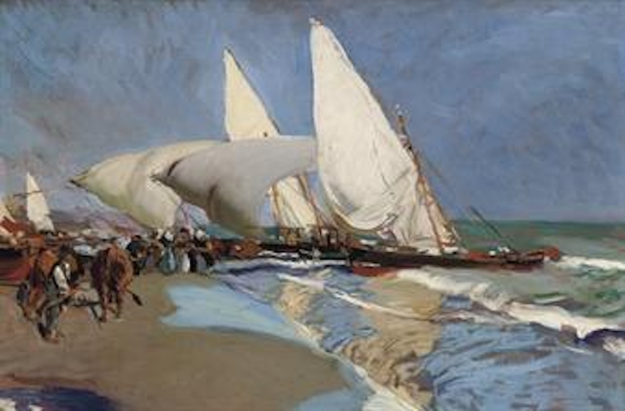 La playa de Valencia: The beach at Valencia by Joaquin Sorolla Y Bastida