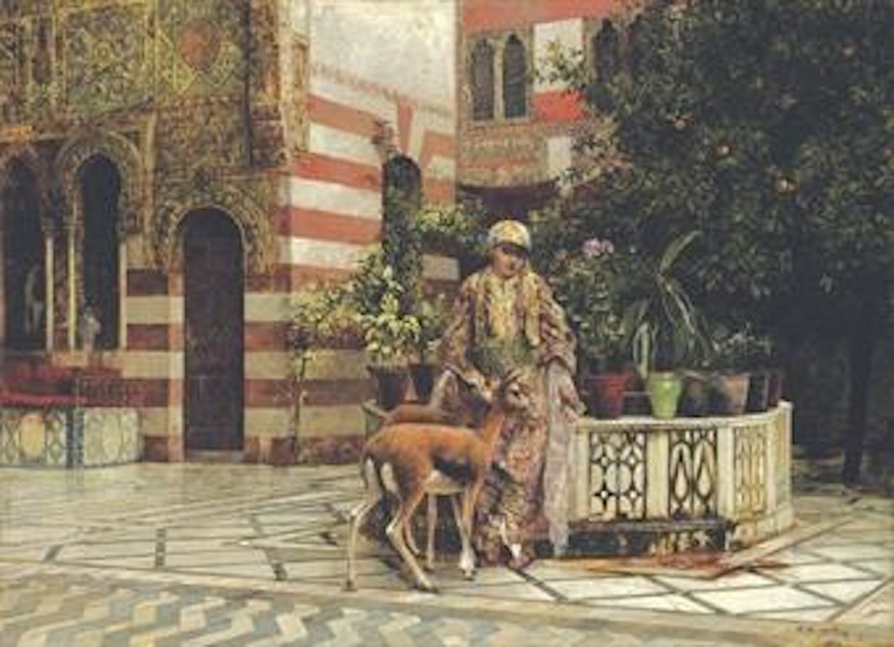 In the courtyard by Edwin Lord Weeks