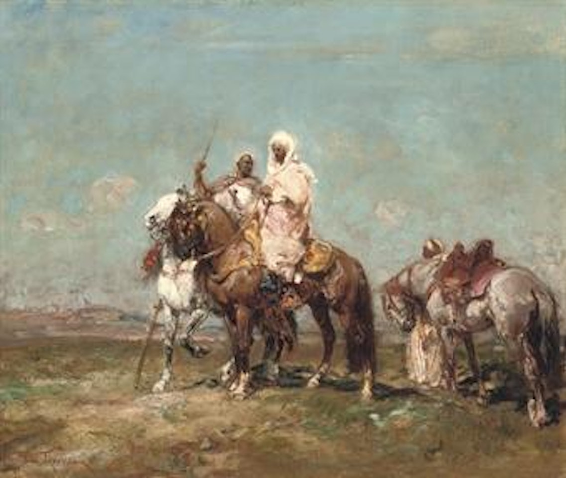 Arab horsemen in the desert by Henri Émilien Rousseau