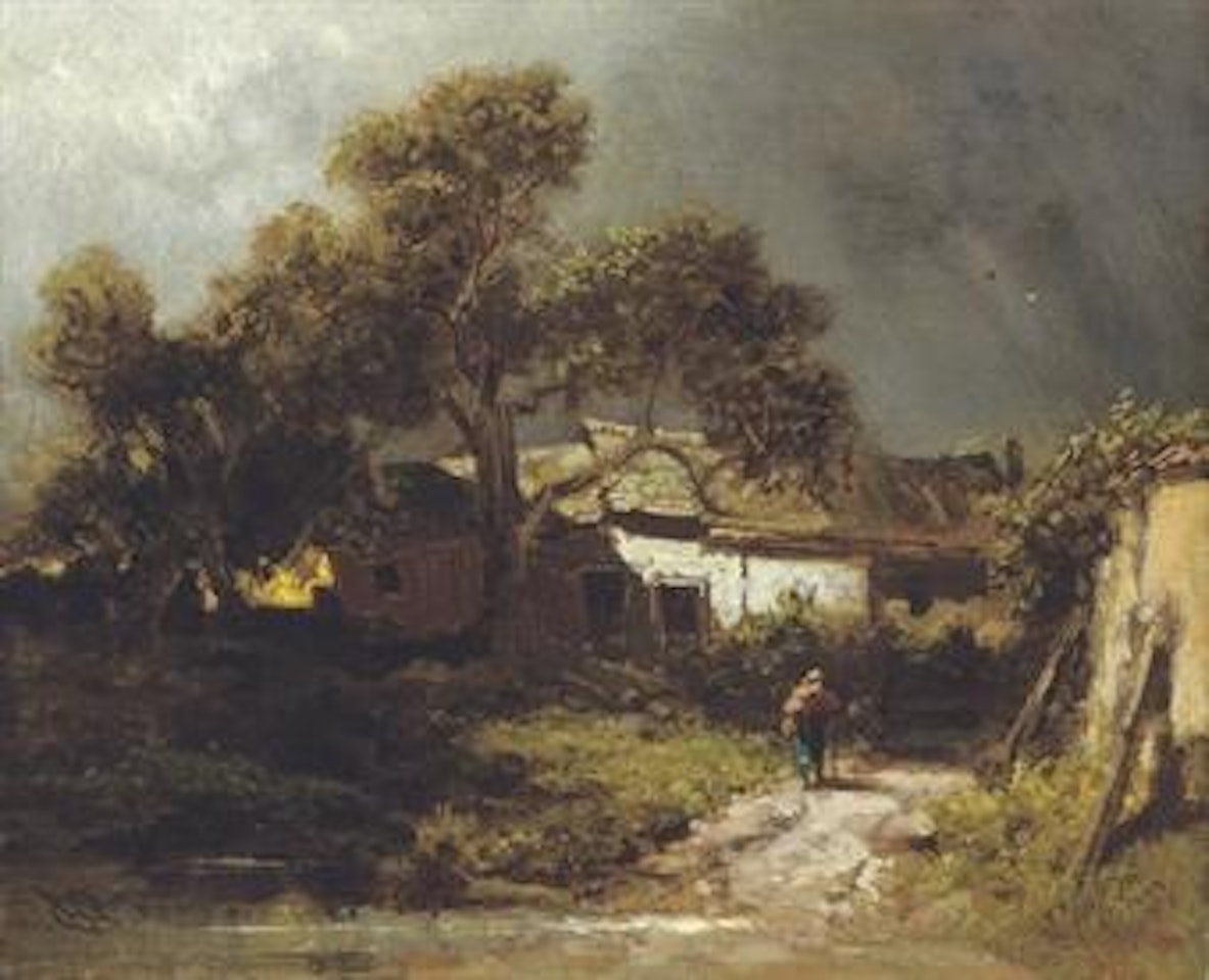 Alte Bauernhäuser: Rural landscape by Carl Spitzweg