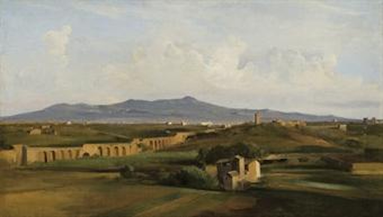 Aqueduc dans la campagne romaine: A view of the Roman campagna and the Claudian acqueduct towards Monte Cavo by Jean Baptiste Camille Corot