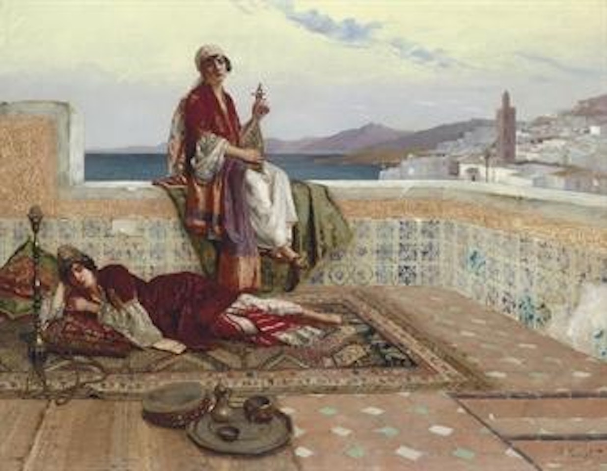 On the terrace, Tangiers by Rudolf Ernst