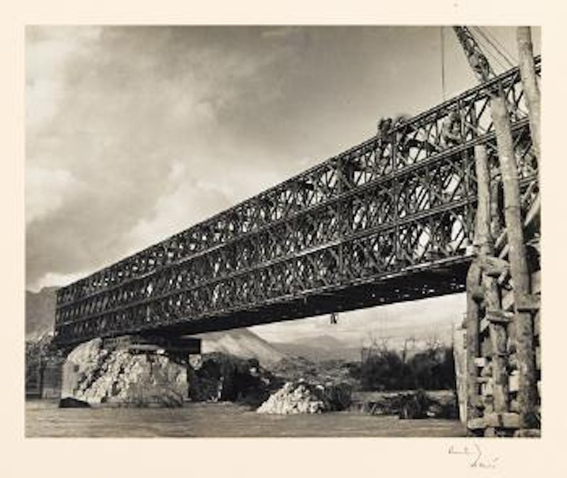 Italy, the completed delirium tremens bridge at Ponte Reale by Margaret Bourke-White
