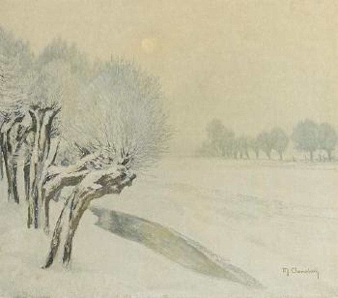 Wintersonne und Raureif - Winterlandschaft bei Wittlaer by Max Clarenbach